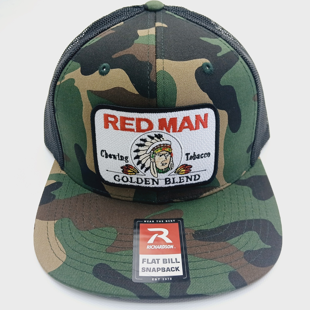Richardson Flatbill Camouflage Snapback Red Man Patch Hat